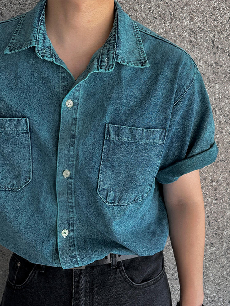 Retro Denim Short-sleeved Shirt