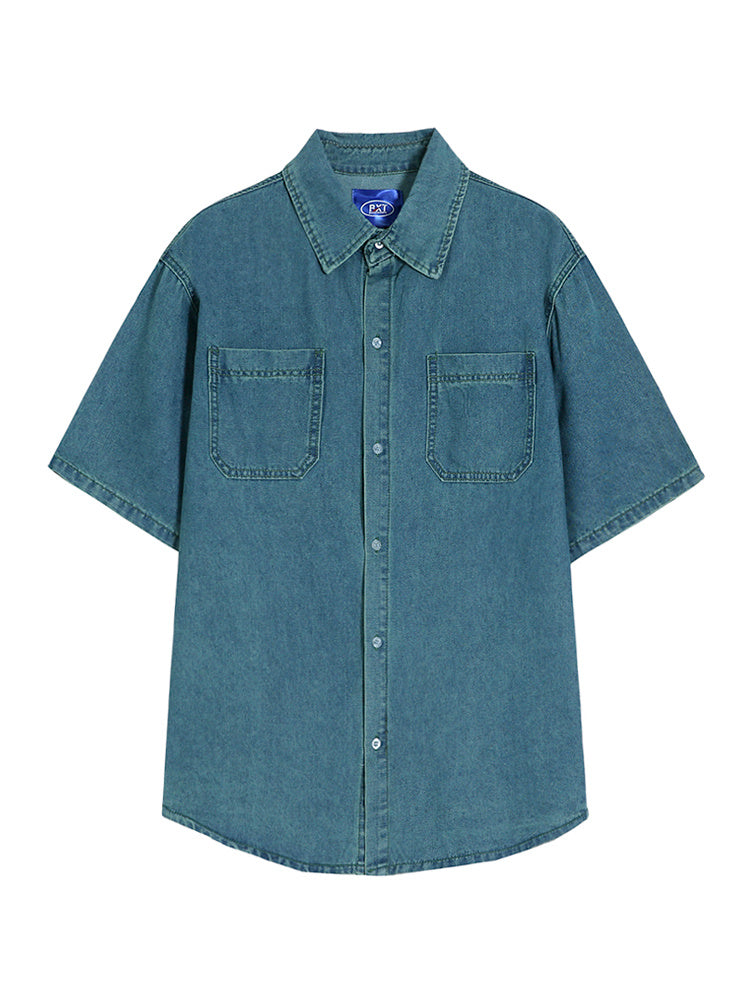 Retro Denim Short-sleeved Shirt