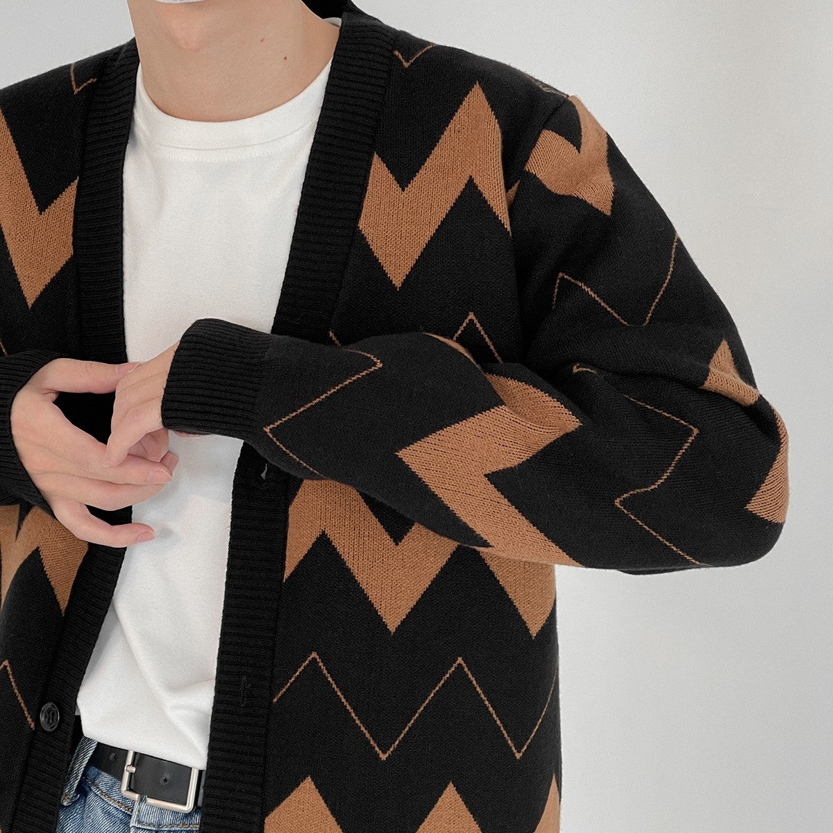 Wave Pattern Cardigan Sweater