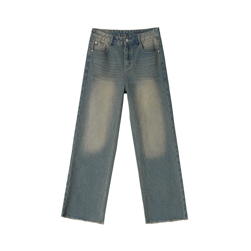 Loose Retro Worn Looking Washed-out Jeans