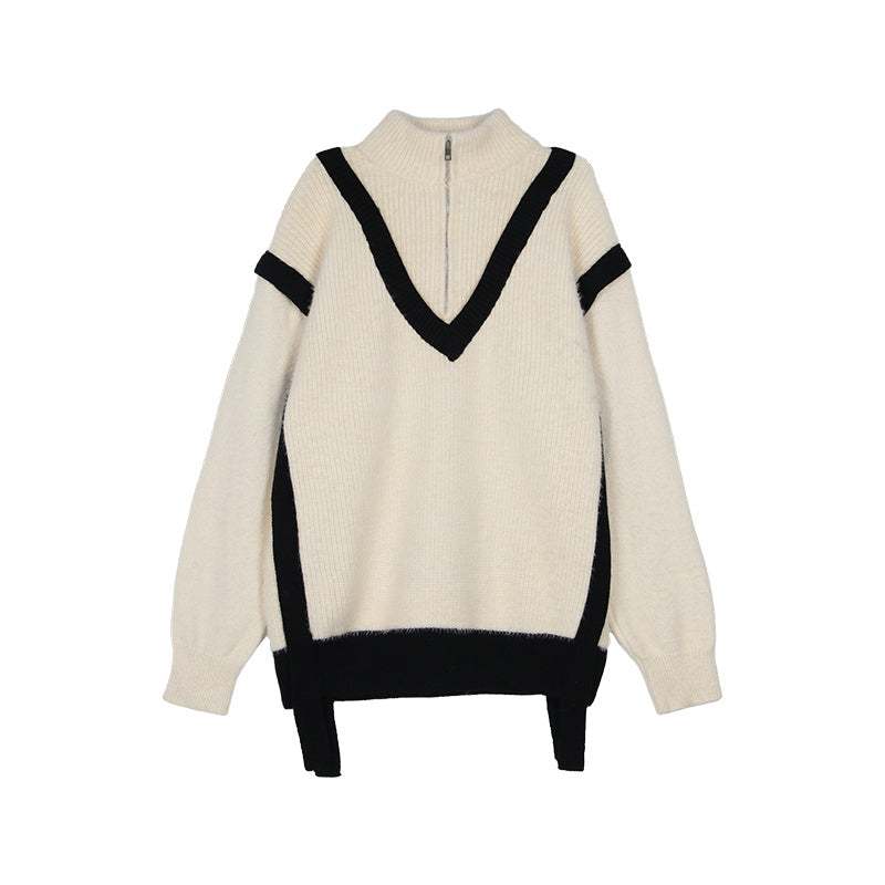 Collar Polo Mohair Knitted Sweater