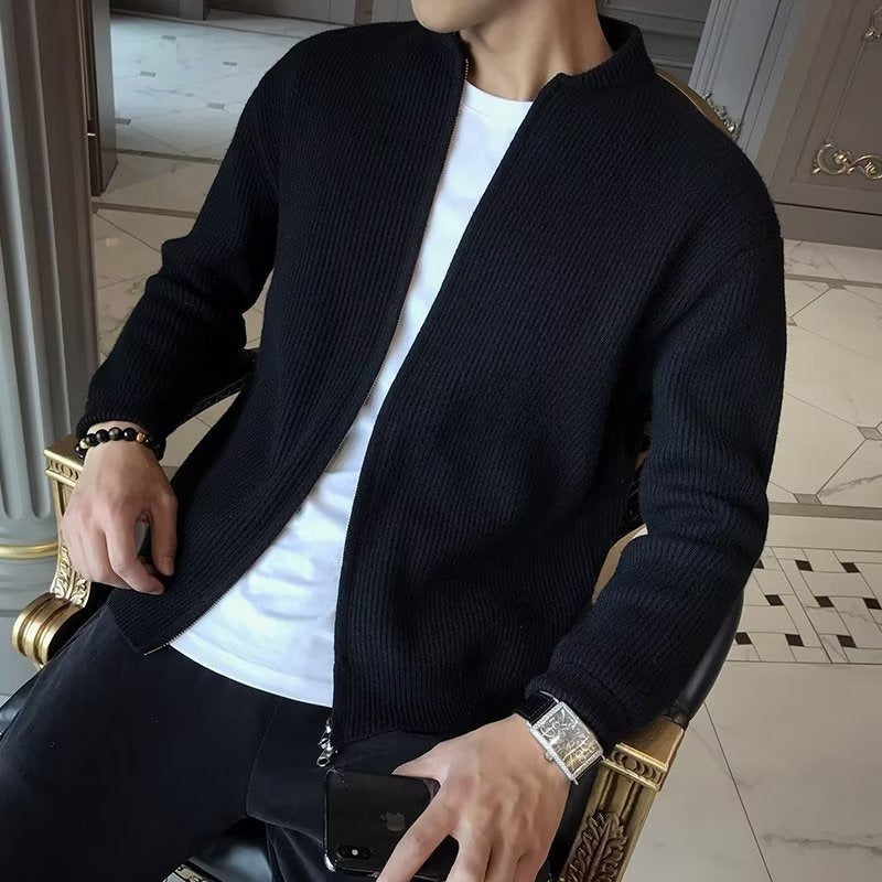 Casual Slim Fit Men's Solid Knitted Cardigan Jacket