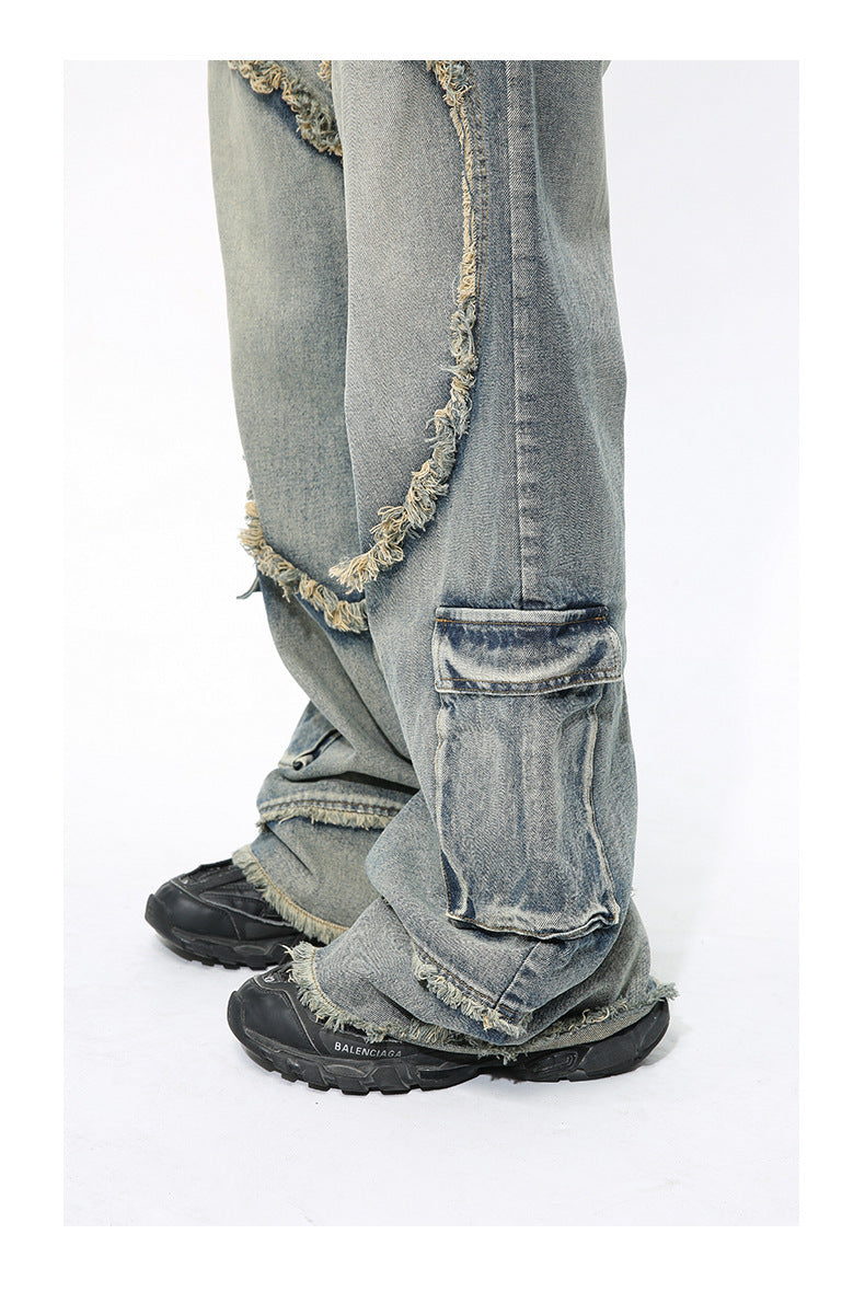 Niche Deconstructs Heavy Industry Wear Washed Casual Jeans