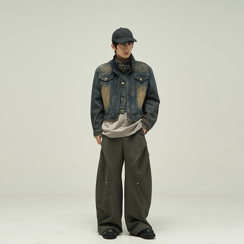 Fake Two-piece Motorcycle Denim Coat