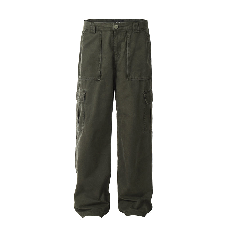 Vintage Wash Loose Straight Leg  Cargo Pants