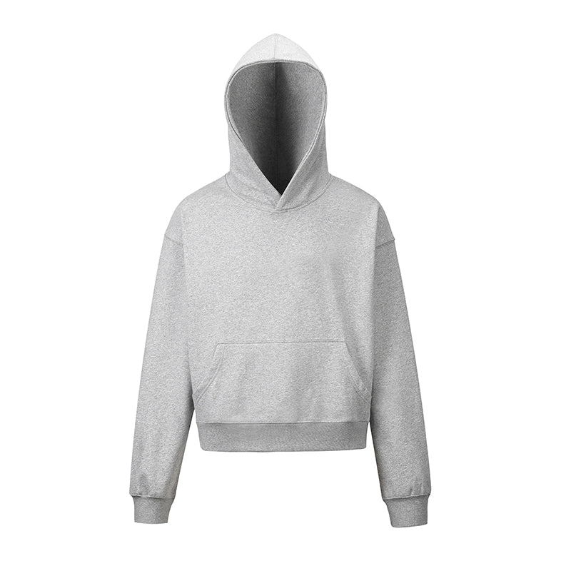 Brushed Basic Solid Color Short Hoodie