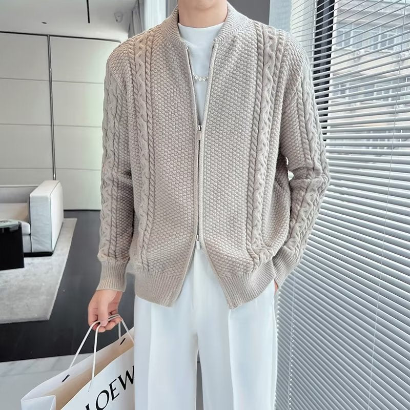 Design Sense Niche Zipper Knitted Cardigan For Men