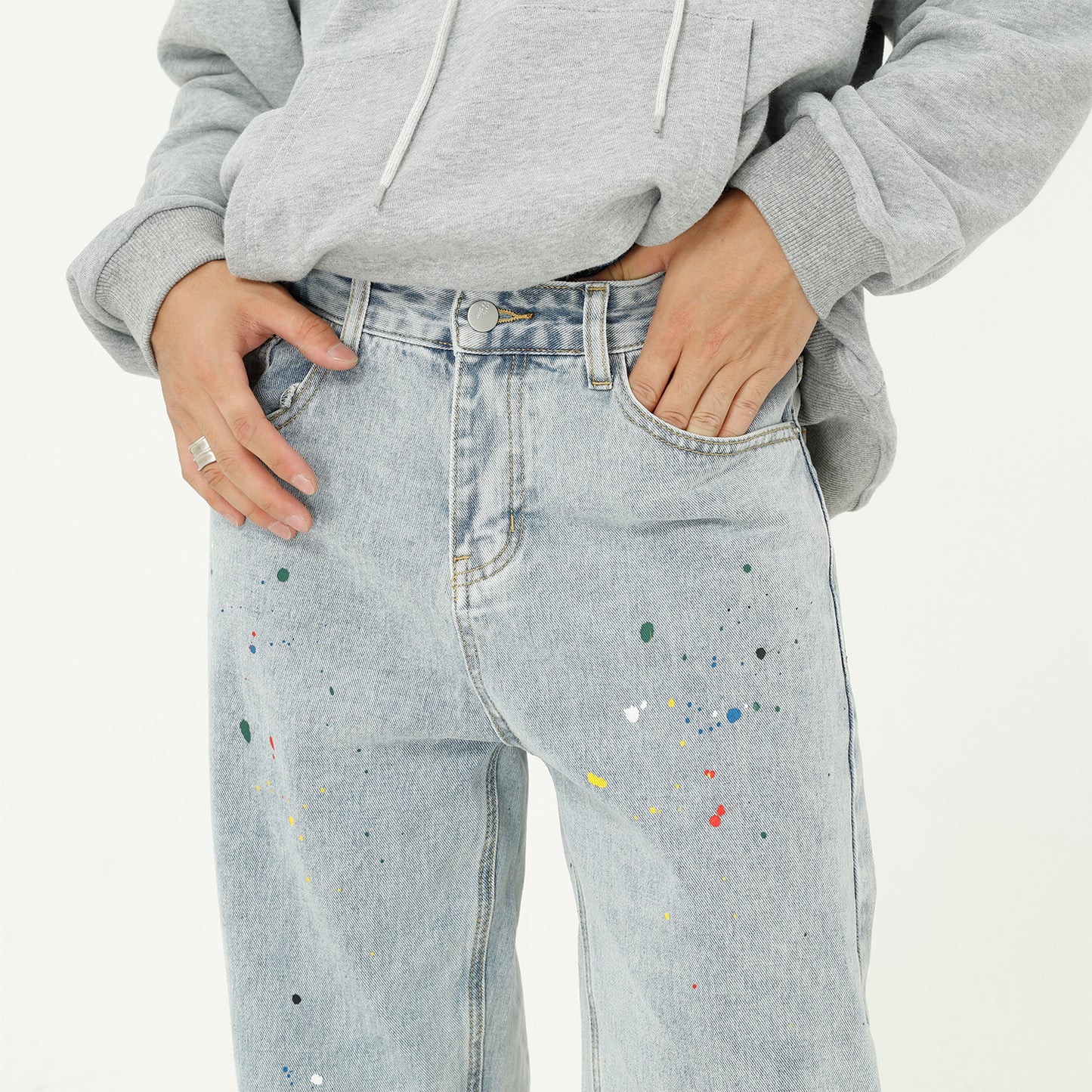 Paint Splash Jeans Straight Loose Jeans