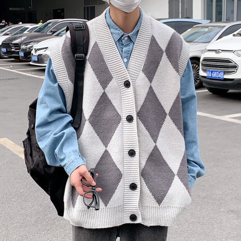 Autumn and Winter Leisure Men's V-neck Sweater Woolen Vest