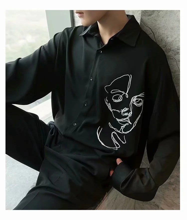 Men's casual long sleeve loose shirt