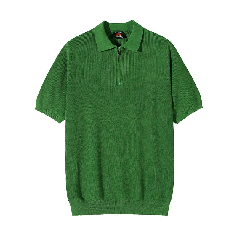 Half-zip short-sleeved polo shirt