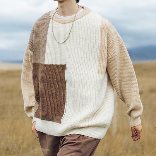 Block Stitching Knitwear Sweater