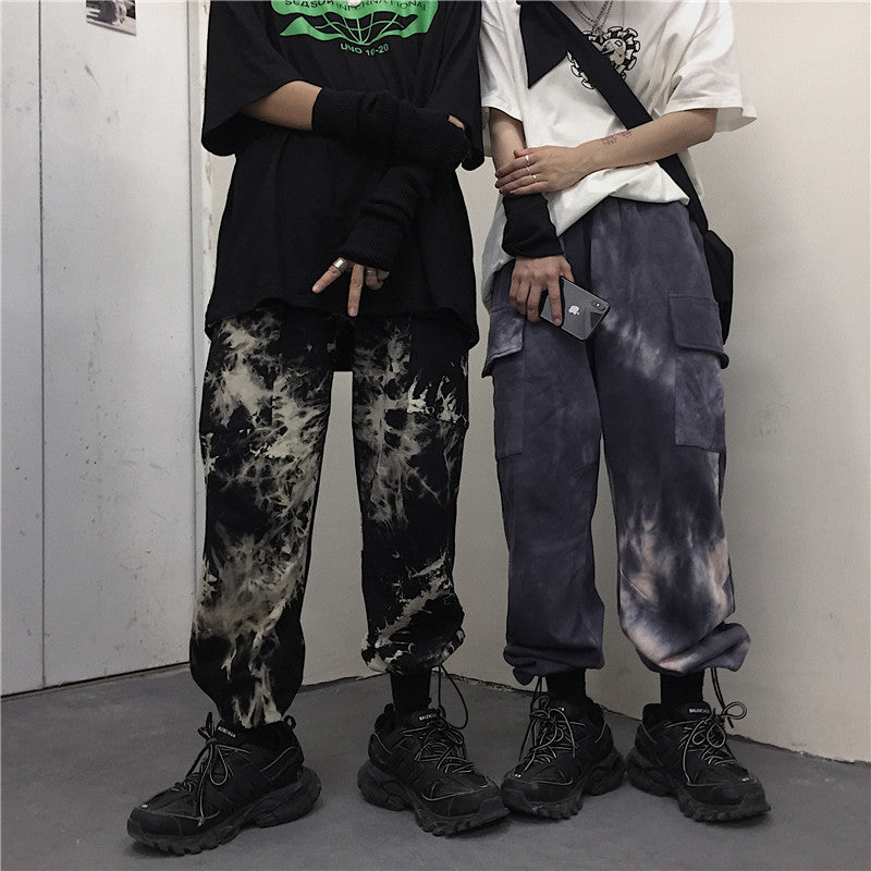 Tie-dye beam-leg loose Cargo Pants(Unisex)