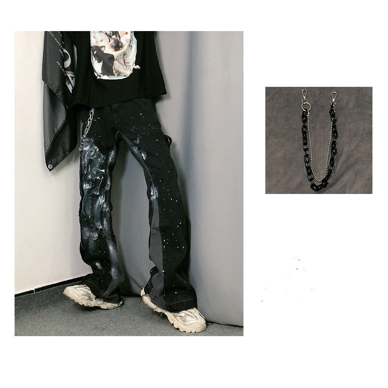 Whoa Gift Chain Jeans Pants Hiphop Wash o Old Splash