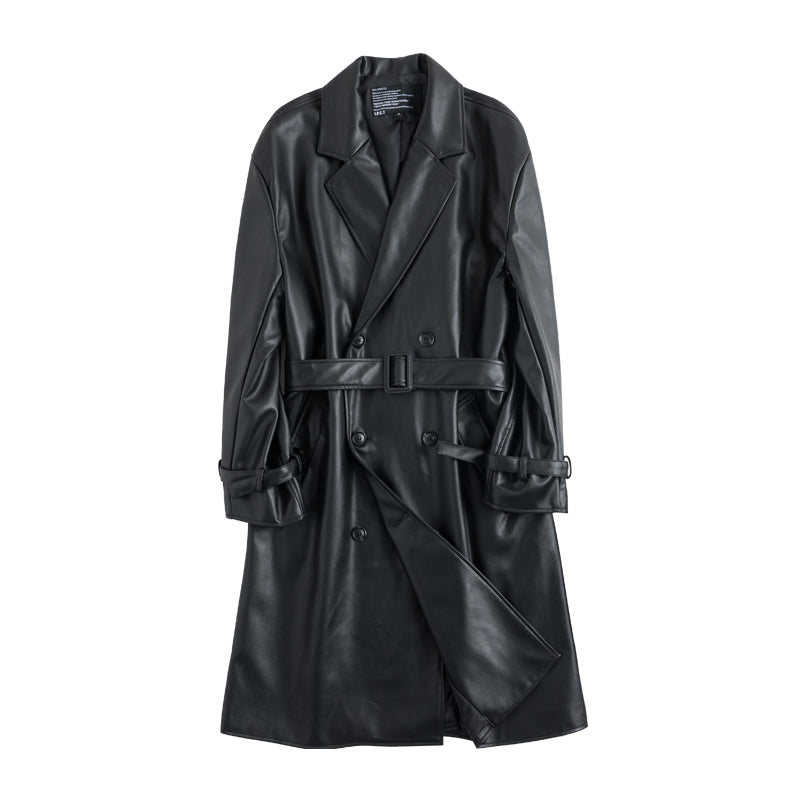 Leather Mid Length Coat