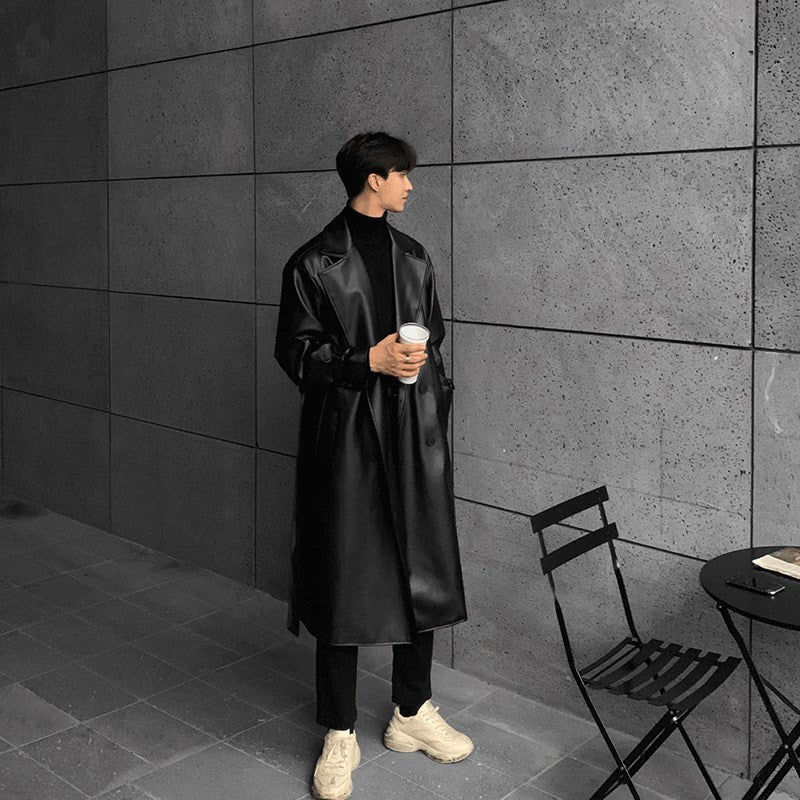 Leather Mid Length Coat