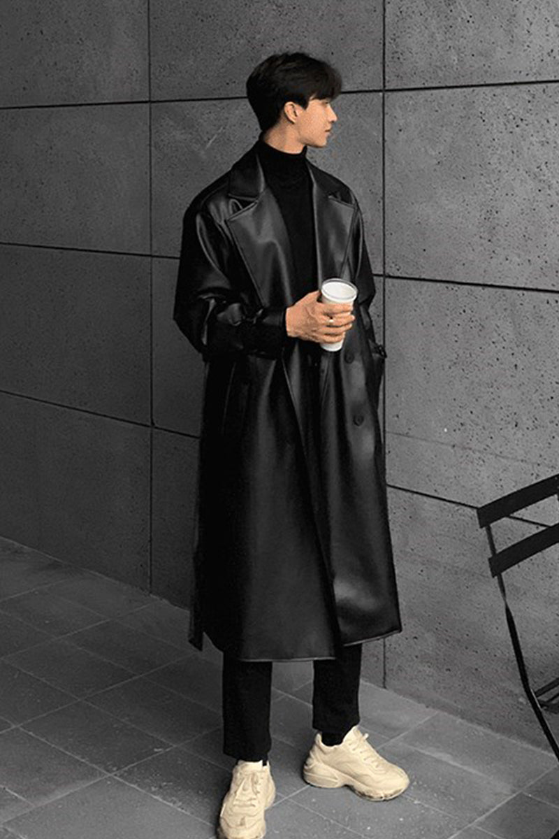 Leather Mid Length Coat