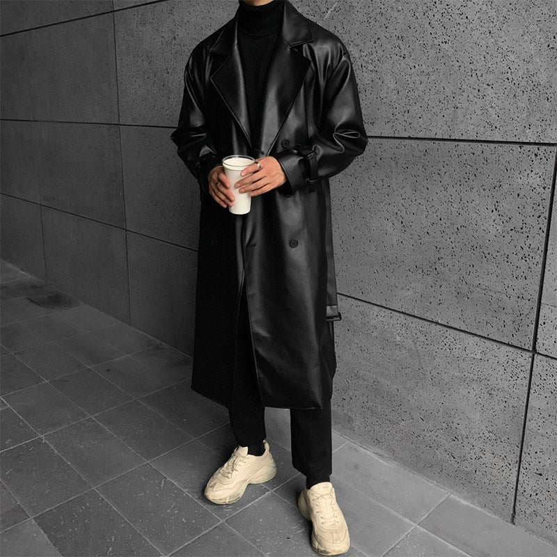 Leather Mid Length Coat