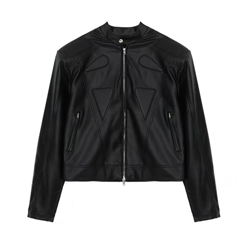 Leather Padded Shoulder Jacket