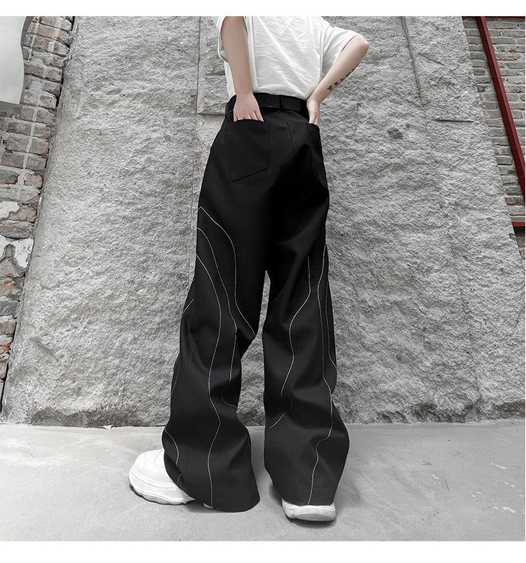 Color Stitching Pattern Casual Trousers