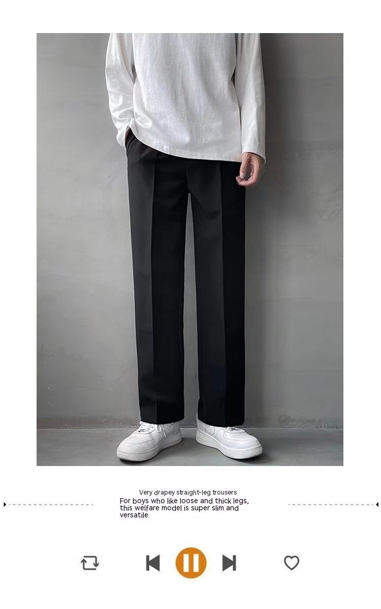 Polyester Loose Straight Drooping Pants