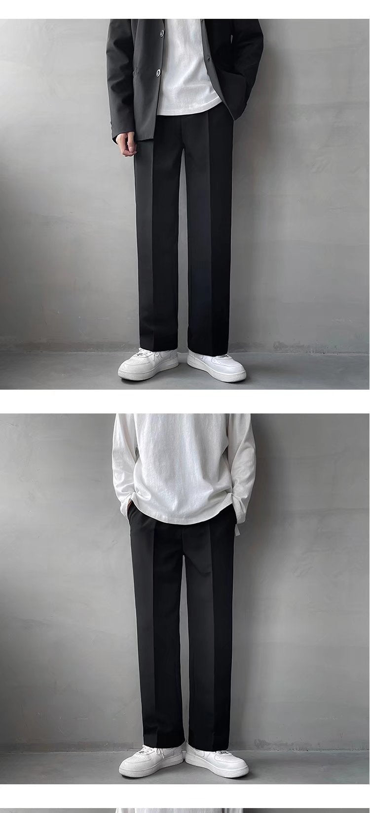 Polyester Loose Straight Drooping Pants