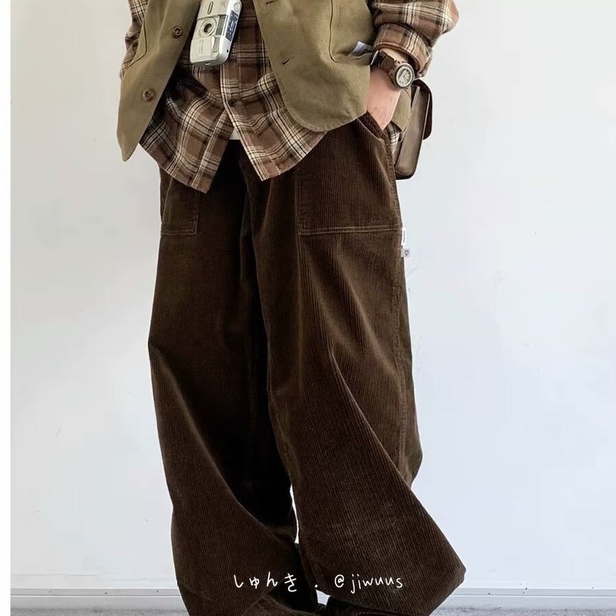 Retro Corduroy Casual Loose Couple Workwear Pants