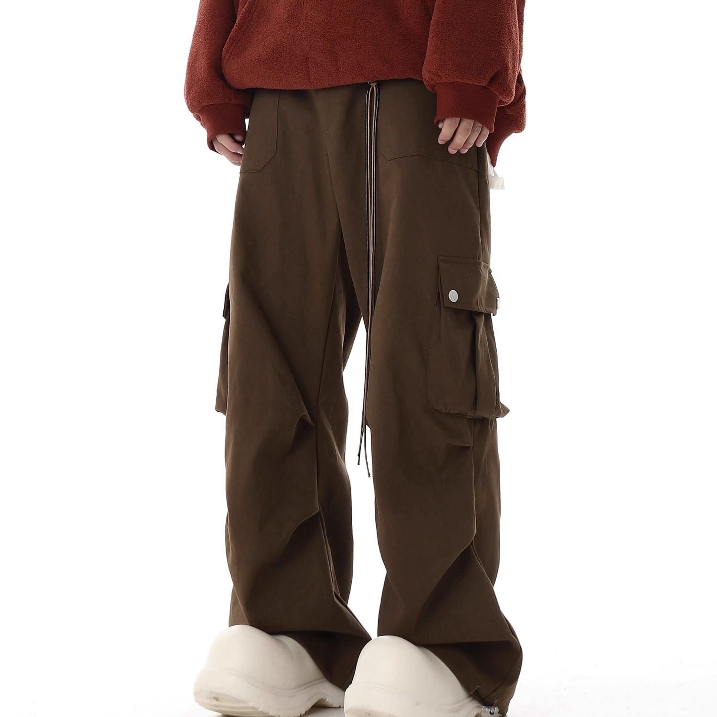 Loose Straight Leg Drape Cargo Pants