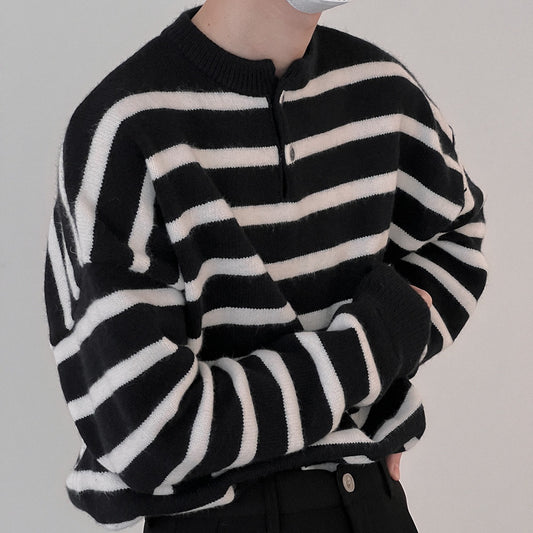 Textured Striped  Leisure Sweater