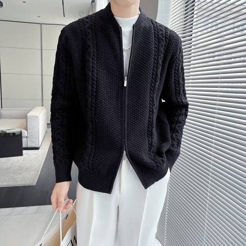 Design Sense Niche Zipper Knitted Cardigan For Men