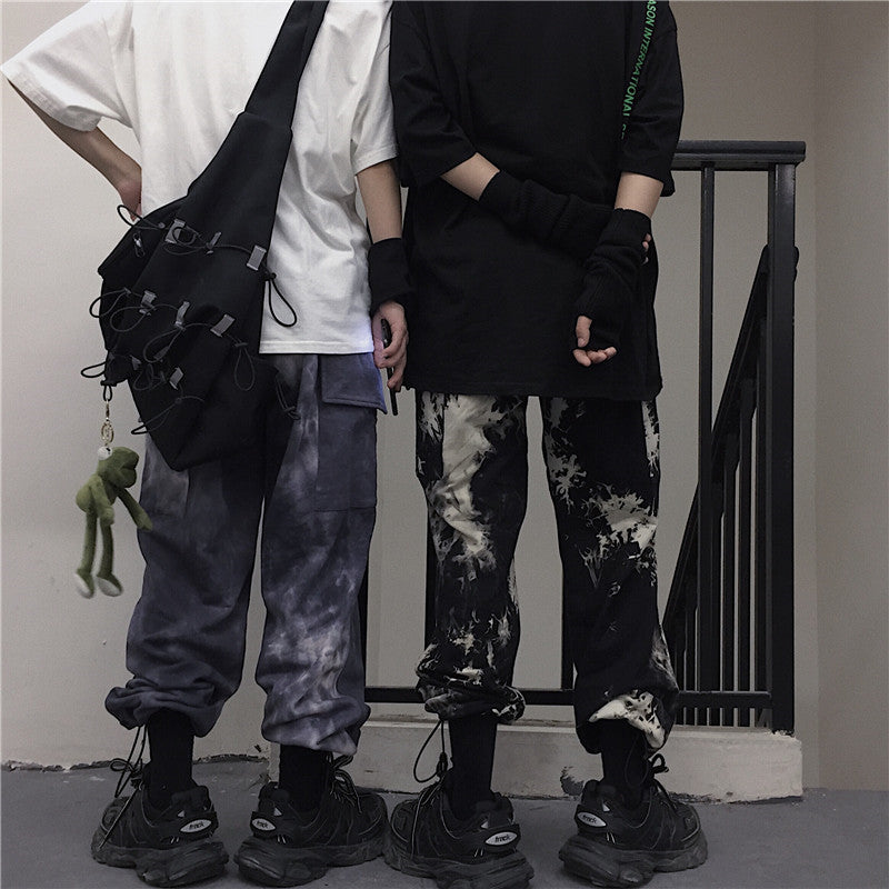 Tie-dye beam-leg loose Cargo Pants(Unisex)