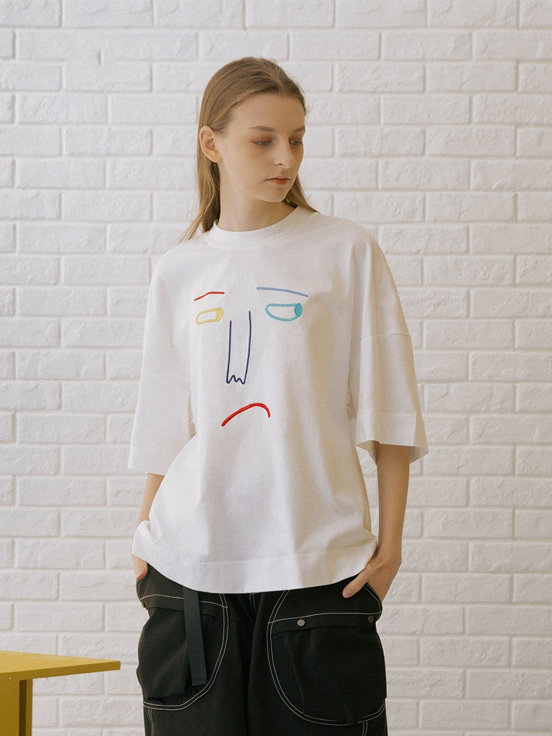 Limited-Duo Casual Embroidery Anime Round Neck