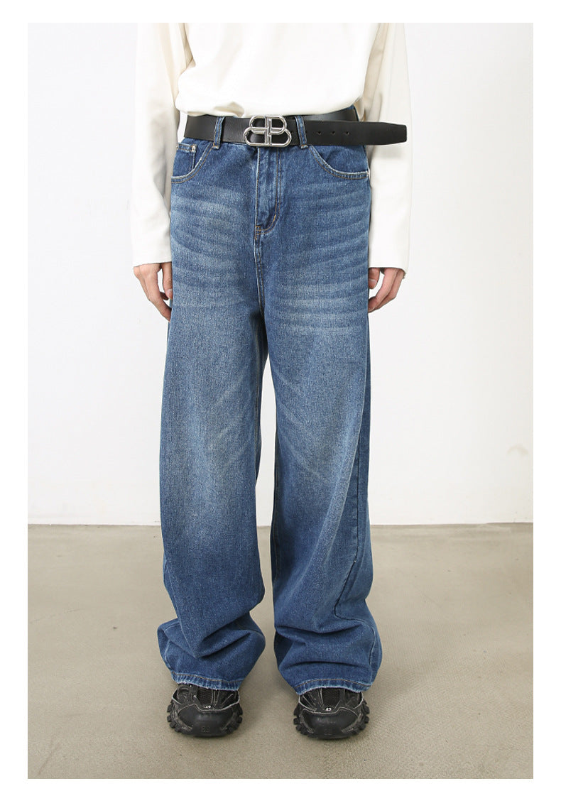 Washed-out Straight Wide Leg Denim