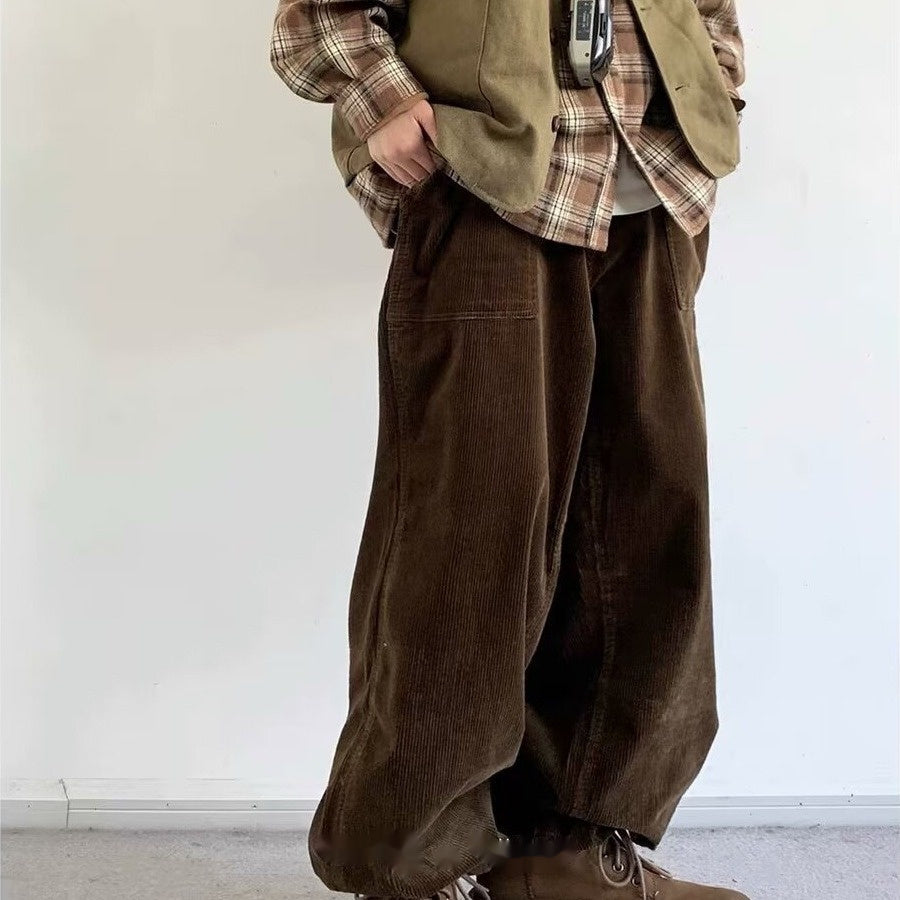 Retro Corduroy Casual Loose Couple Workwear Pants