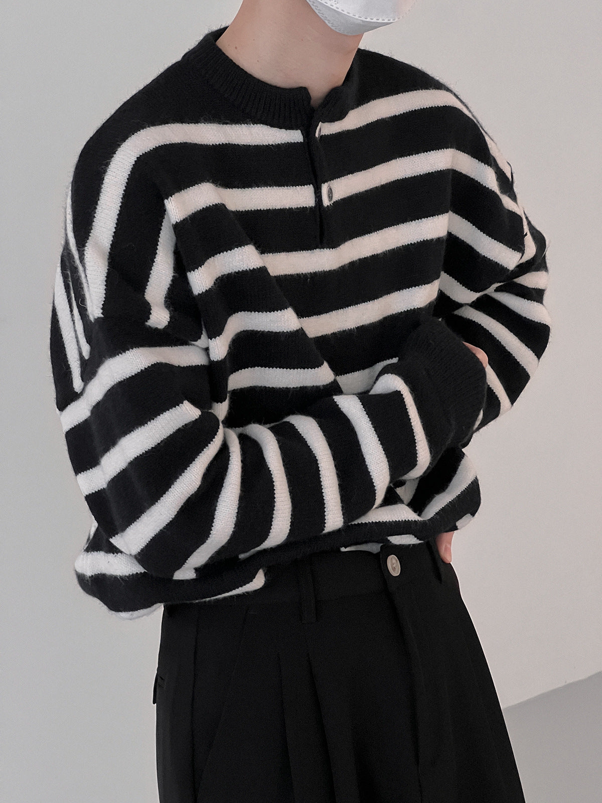 Textured Striped  Leisure Sweater