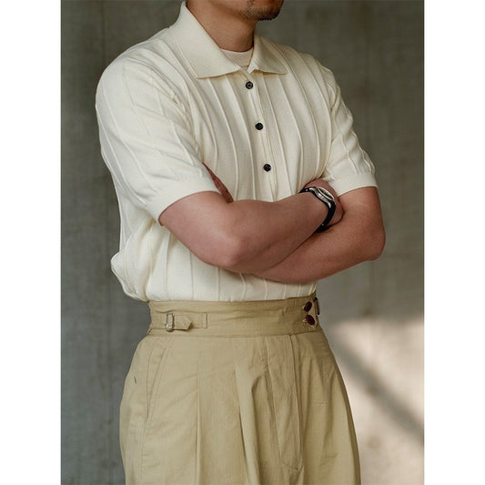 Summer New Ice Silk Short Sleeve Knitted Men