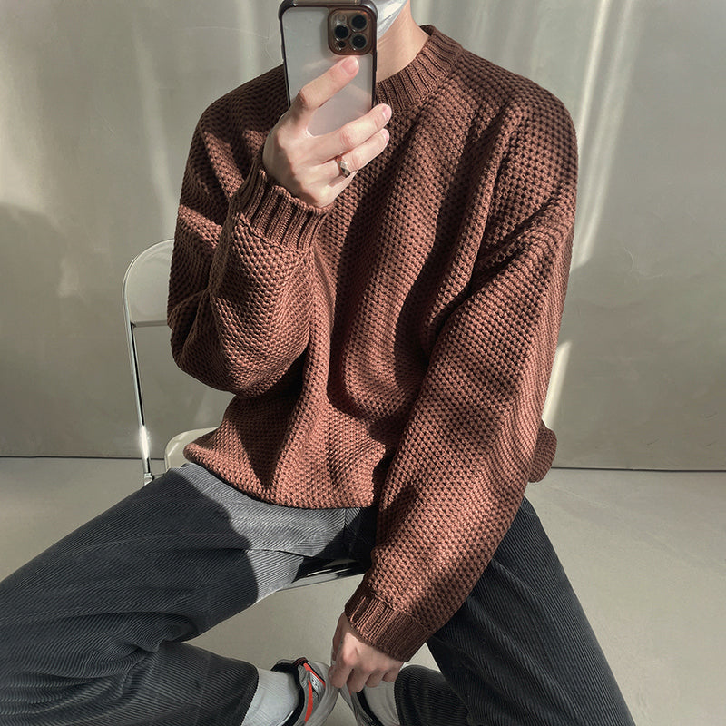 Long Sleeve Solid Color Round Neck Sweater