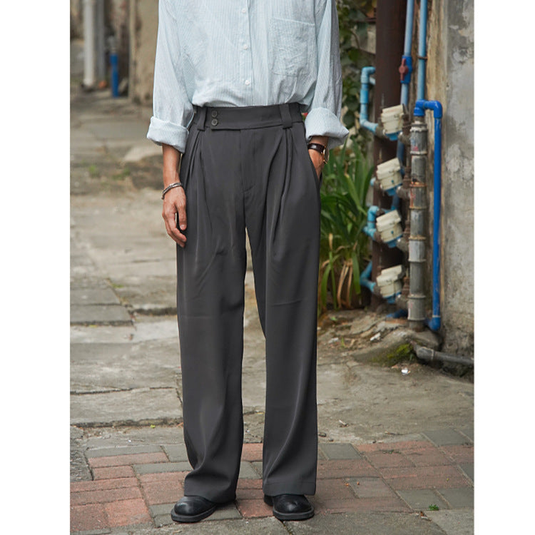 Pleated Loose Drooping Suit Pants