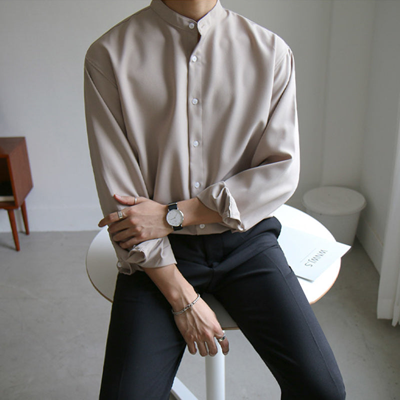 Stand-Up Collar Shirt Long Sleeve