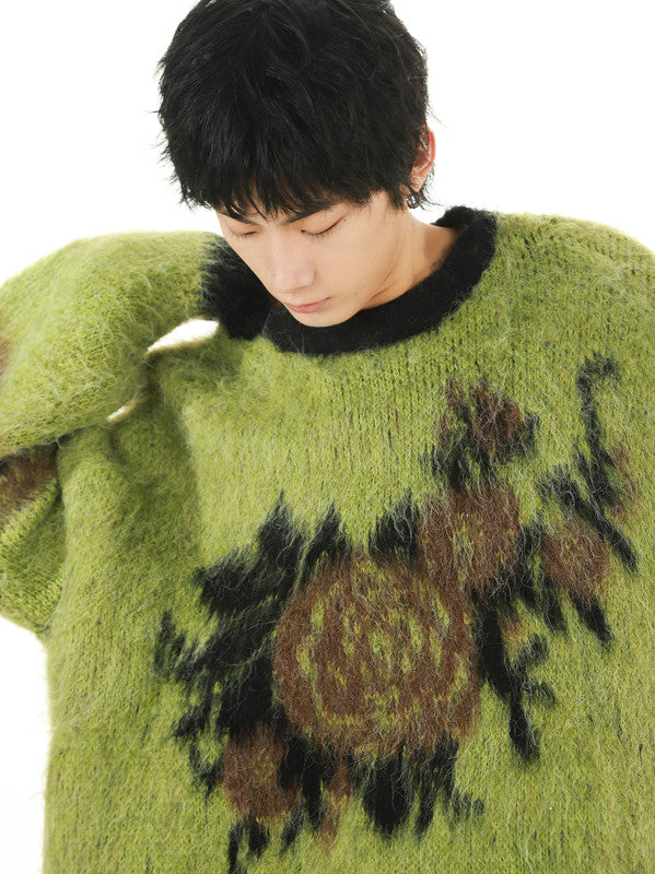 Jungle Rose Mohair Knit Vintage Sweater