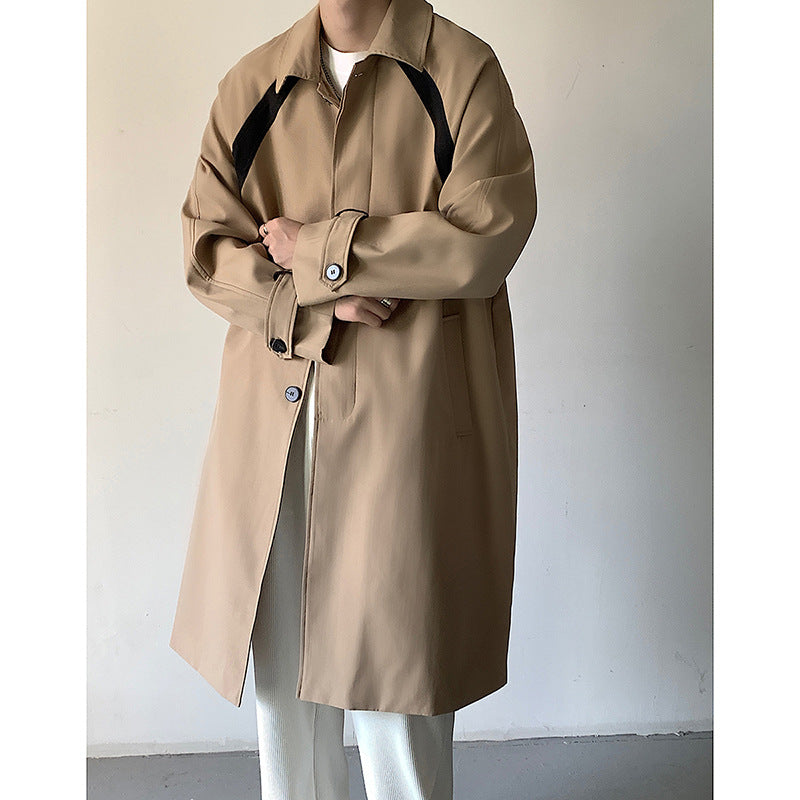 Mid-Length Trench Coat Simple Casual Lapel Loose Jacket