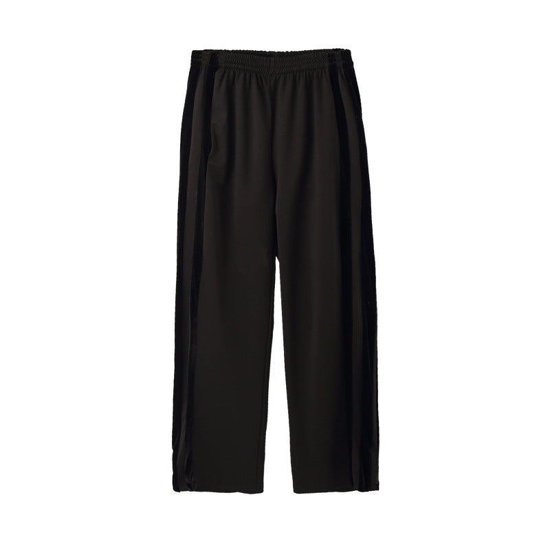 Contrasting side zip slit pants