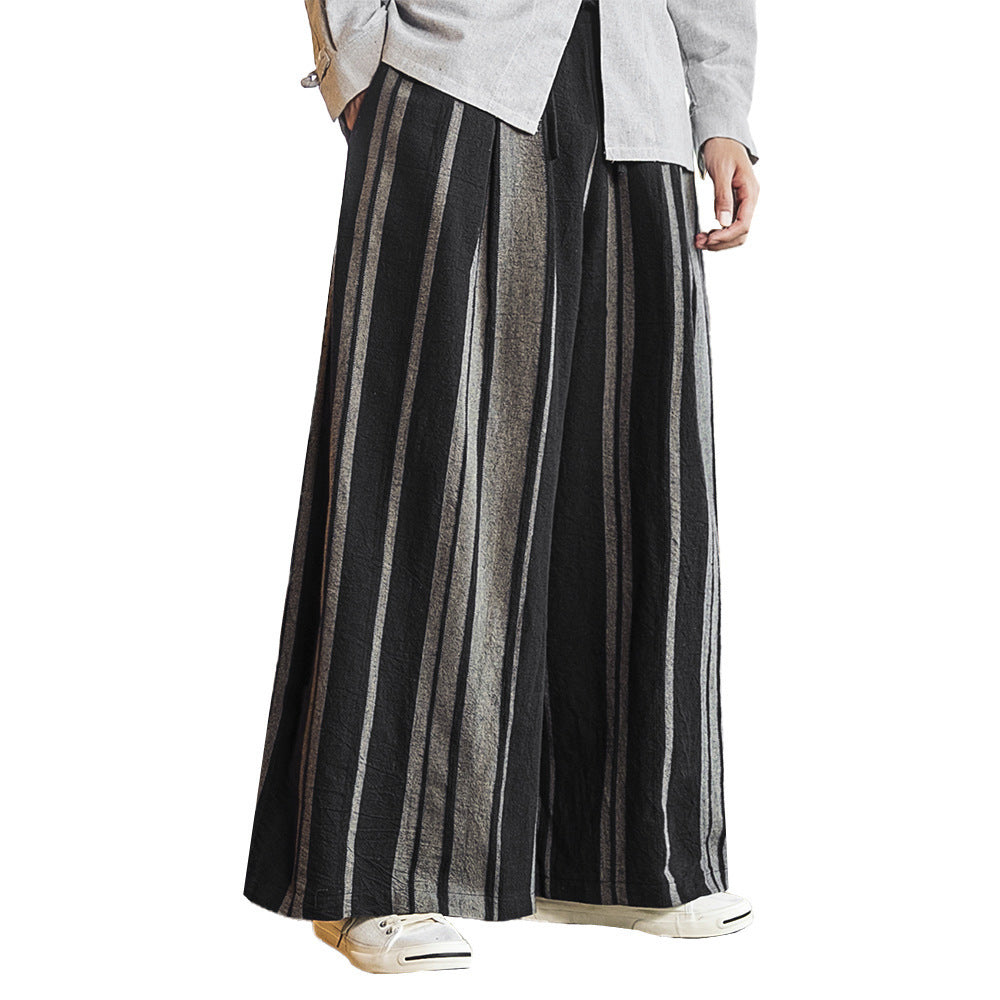 Loose and comfortable striped breathable wide-leg pants