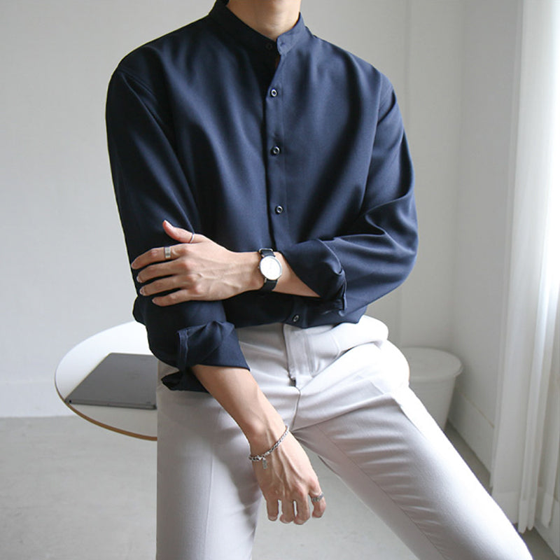 Stand-Up Collar Shirt Long Sleeve