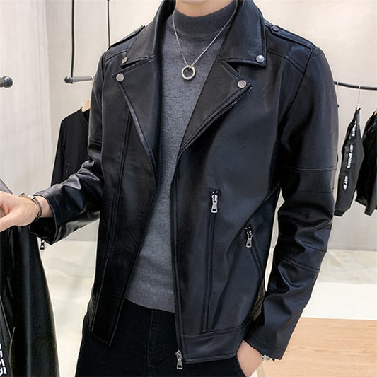 Mid-length leather jacket