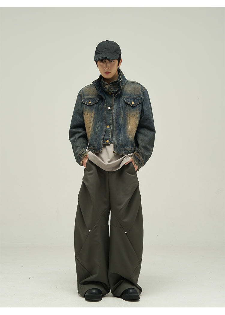 Fake Two-piece Motorcycle Denim Coat