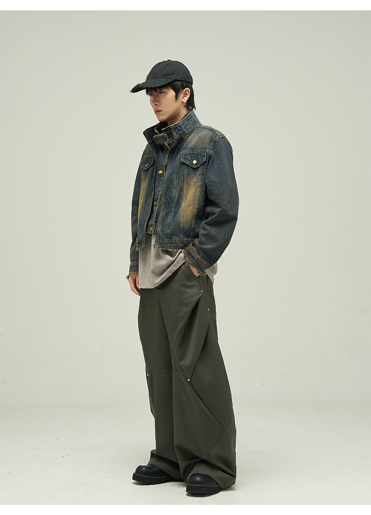 Fake Two-piece Motorcycle Denim Coat