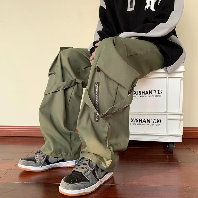 Loose Straight Cargo Pants Men