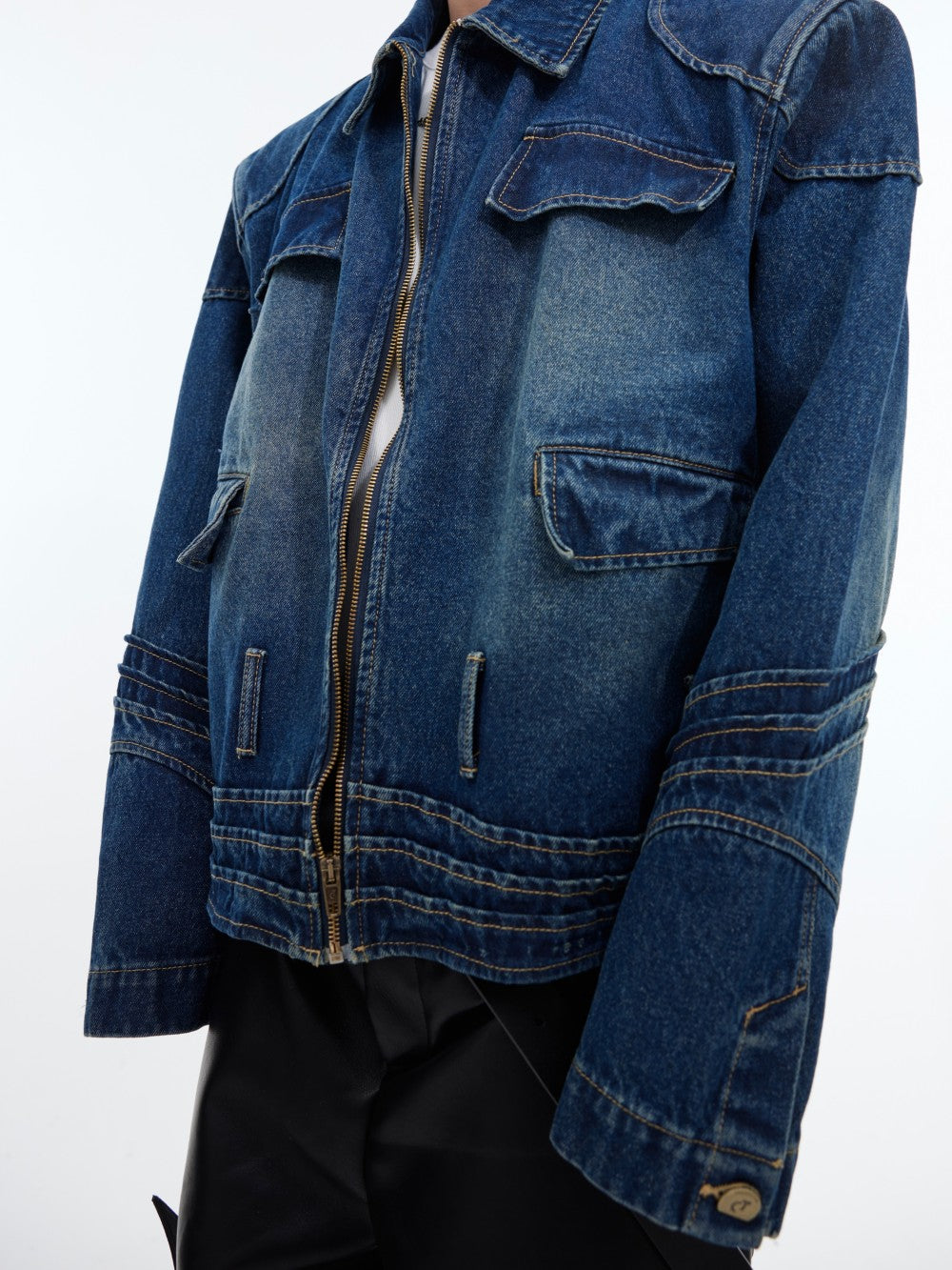 Three-dimensional Split Washing Vintage Denim Jacket