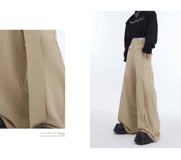 Split Pocket Design Casual Pants Wide Leg Trousers